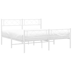 vidaXL Metal Bed Frame without Mattress with Footboard White 140x190cm 3