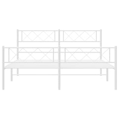 vidaXL Metal Bed Frame without Mattress with Footboard White 140x190cm 4