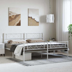 vidaXL Metal Bed Frame without Mattress with Footboard With headboard & footboard White