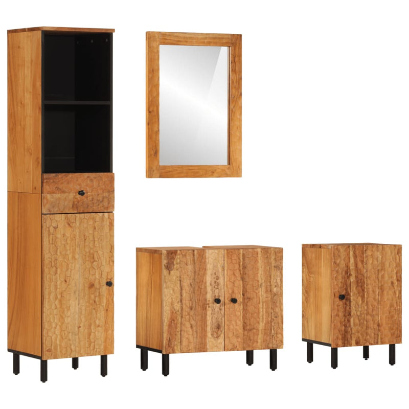 4 Piece Bathroom Cabinet Set Solid Wood Acacia