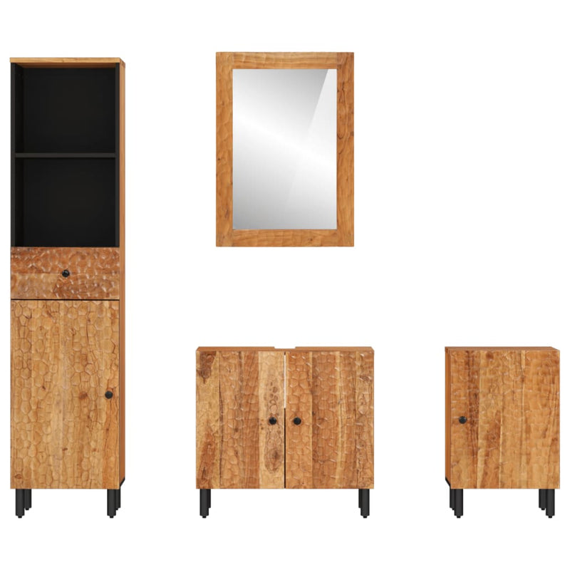 4 Piece Bathroom Cabinet Set Solid Wood Acacia