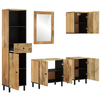 5 Piece Bathroom Cabinet Set Solid Wood Mango