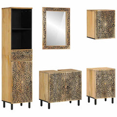 vidaXL 5 Piece Bathroom Furniture Set Solid Wood Mango 1
