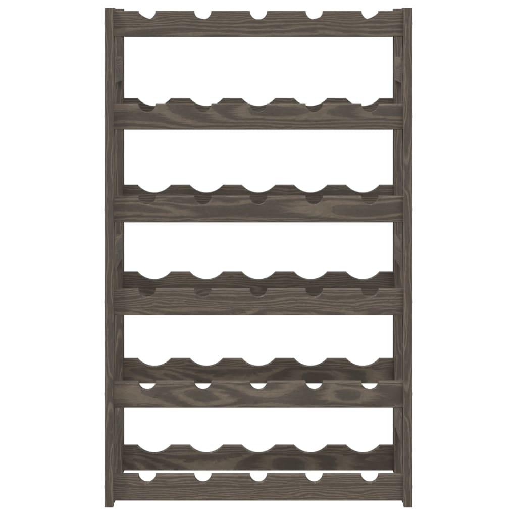 vidaXL Wine Rack for 30 Bottles Grey Solid Wood Pine 3
