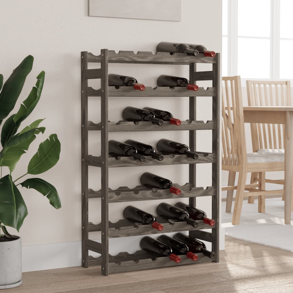 vidaXL Wine Rack for 42 Bottles Grey Solid Wood Pine 1