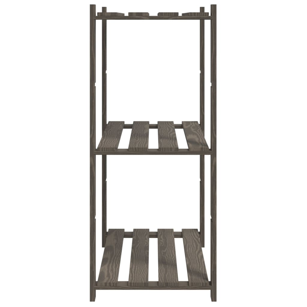 vidaXL 3-Tier Storage Rack Grey 80x38x90 cm Solid Wood Pine 4