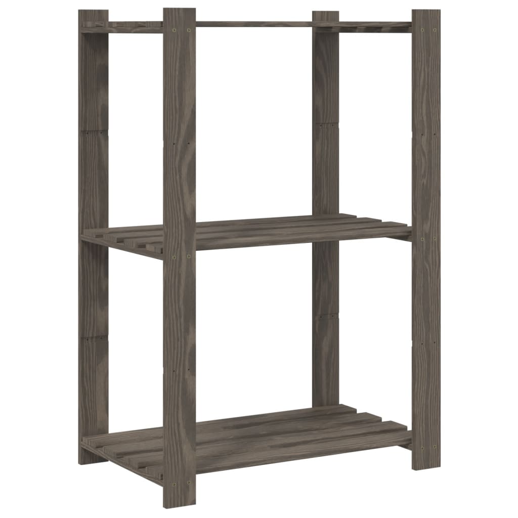 vidaXL 3-Tier Storage Rack Grey 60x38x90 cm Solid Wood Pine 2