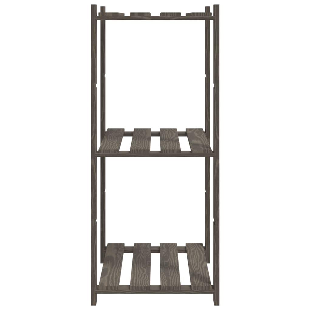 vidaXL 3-Tier Storage Rack Grey 60x38x90 cm Solid Wood Pine 4