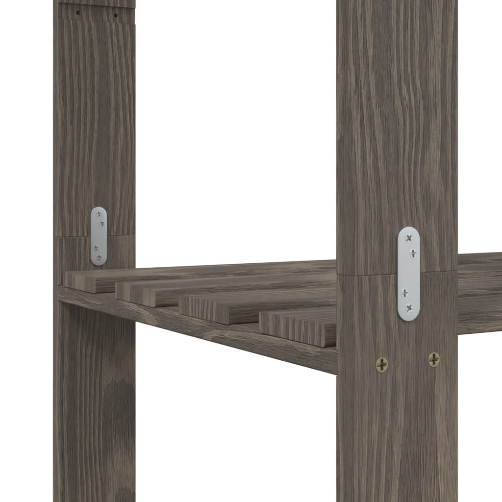 vidaXL 3-Tier Storage Rack Grey 60x38x90 cm Solid Wood Pine 6