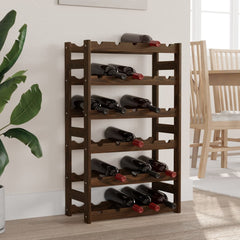 vidaXL Wine Rack for 30 Bottles Brown Solid Wood Pine 1