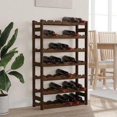 vidaXL Wine Rack for 42 Bottles Brown Solid Wood Pine 1