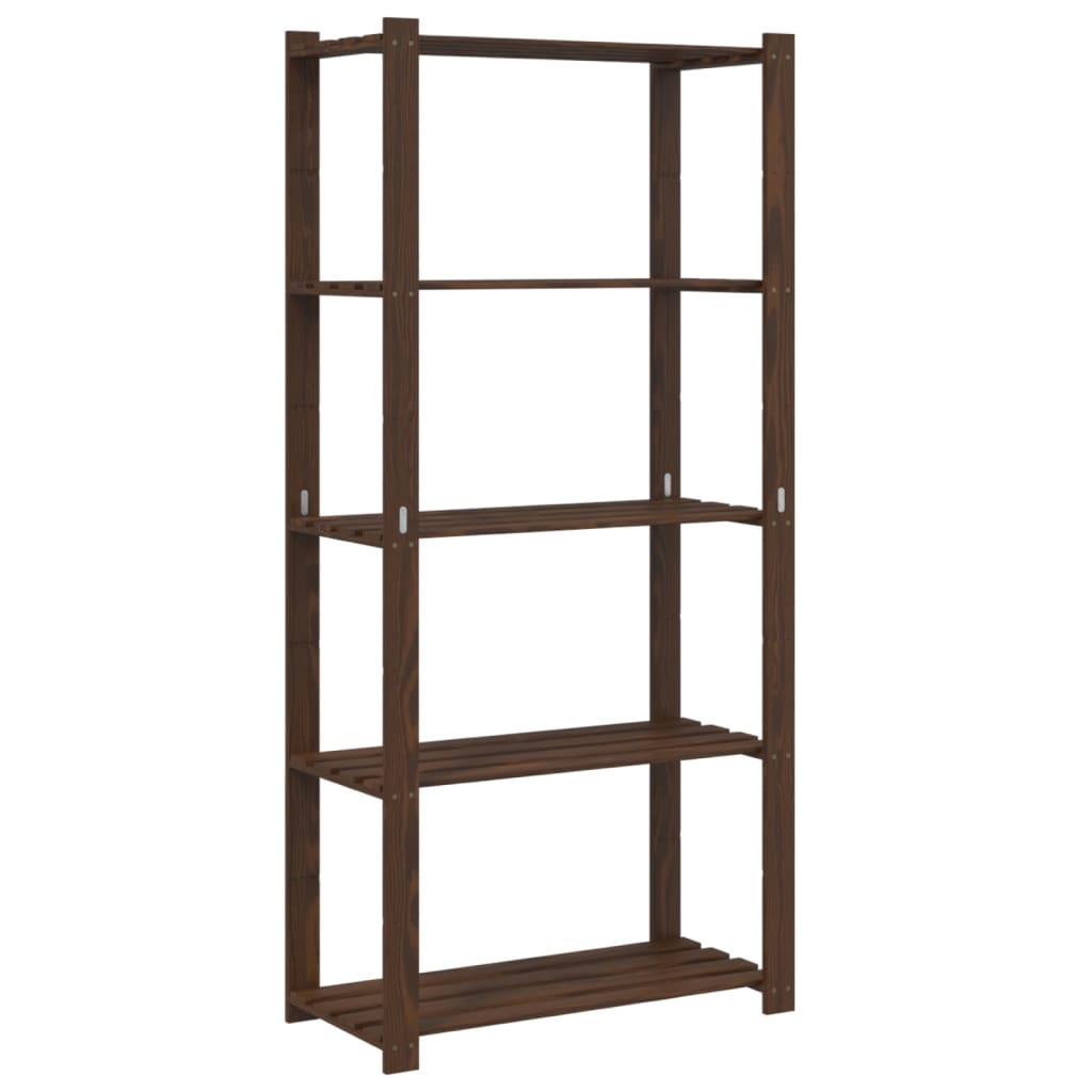vidaXL 5-Tier Storage Rack Brown 80x38x170 cm Solid Wood Pine 2