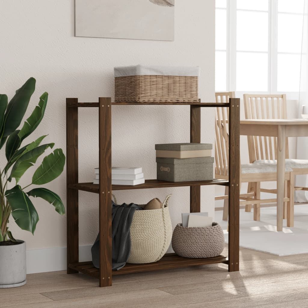 vidaXL 3-Tier Storage Rack Brown 80x38x90 cm Solid Wood Pine 1