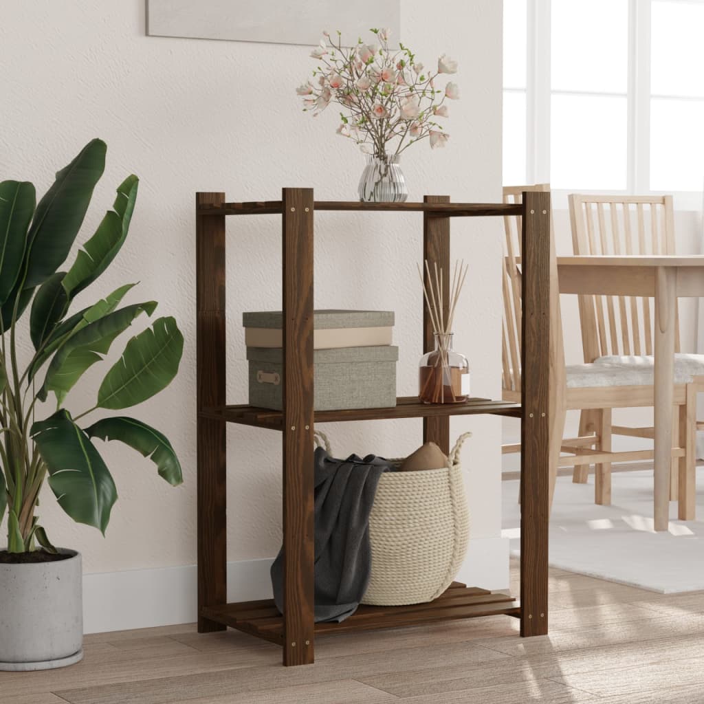 vidaXL 3-Tier Storage Rack Brown 60x38x90 cm Solid Wood Pine 1
