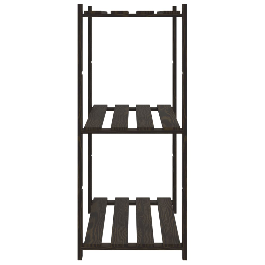 vidaXL 3-Tier Storage Rack Black 80x38x90 cm Solid Wood Pine 4