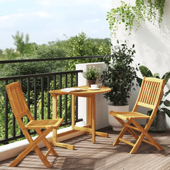 3 Piece Folding Garden Dining Set Solid Wood Acacia Half round