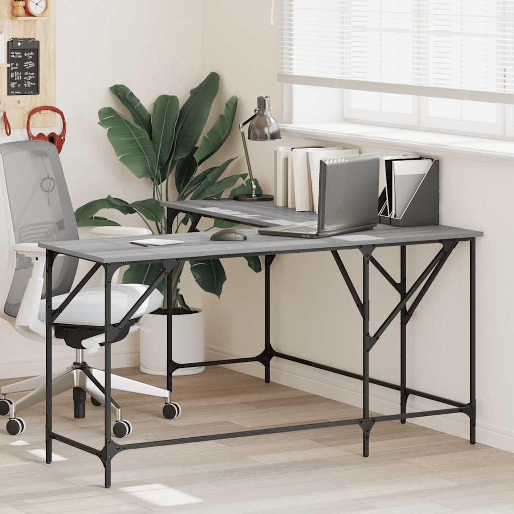 vidaXL Desk Grey Sonoma 149x149x75 cm Engineered Wood 1