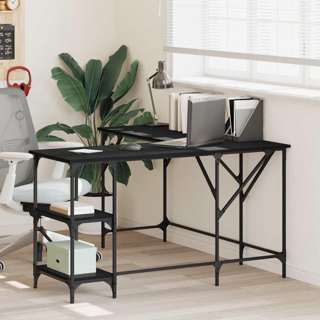 vidaXL Desk Black 139x139x75 cm Engineered Wood 1