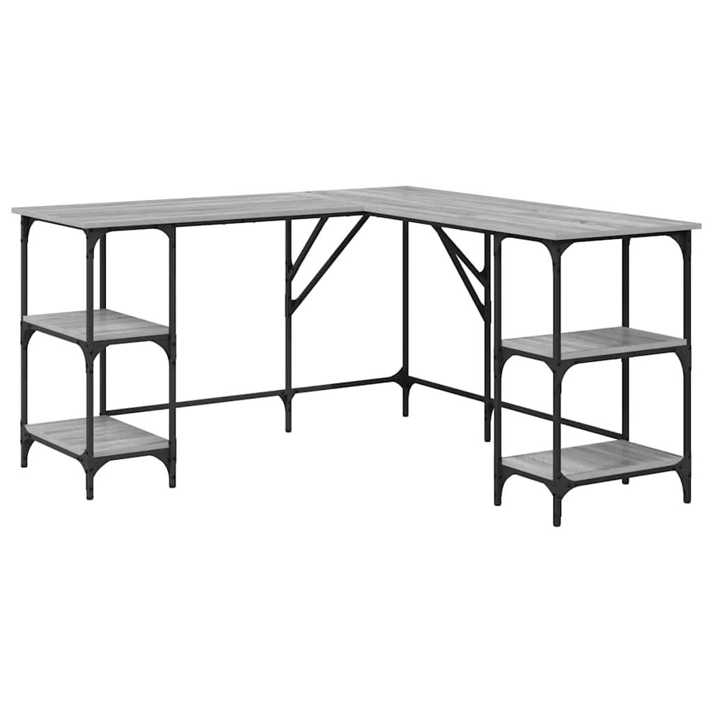 vidaXL Desk Grey Sonoma 139x139x75 cm Engineered Wood 2