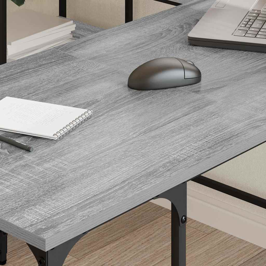 vidaXL Desk Grey Sonoma 139x139x75 cm Engineered Wood 3