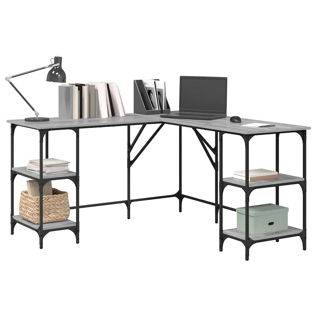 vidaXL Desk Grey Sonoma 139x139x75 cm Engineered Wood 4
