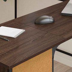 vidaXL Desk Brown Oak 141x141x75 cm Engineered Wood 3