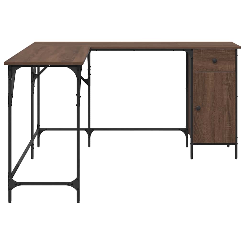 vidaXL Desk Brown Oak 141x141x75 cm Engineered Wood 5