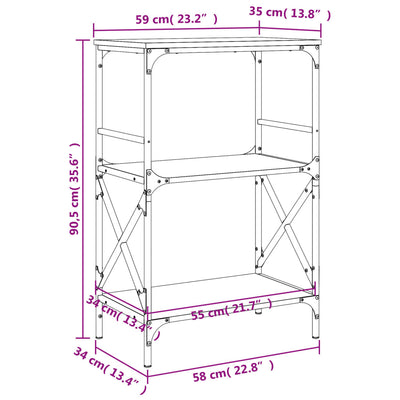 Bookcase 3-Tier Black 59x35x90.5 cm Engineered Wood