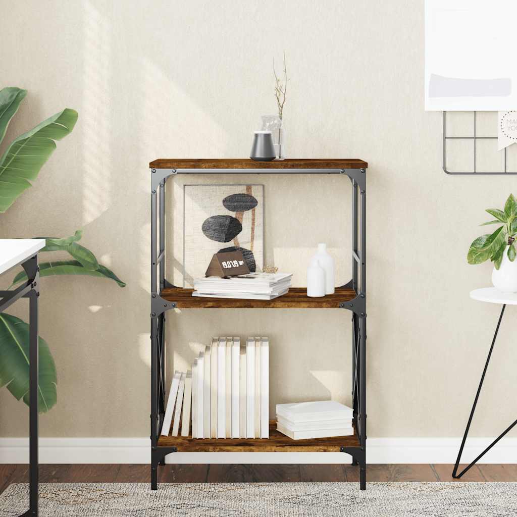 vidaXL Bookcase 3-Tier Smoked Oak 59x35x90.5 cm Engineered Wood 1