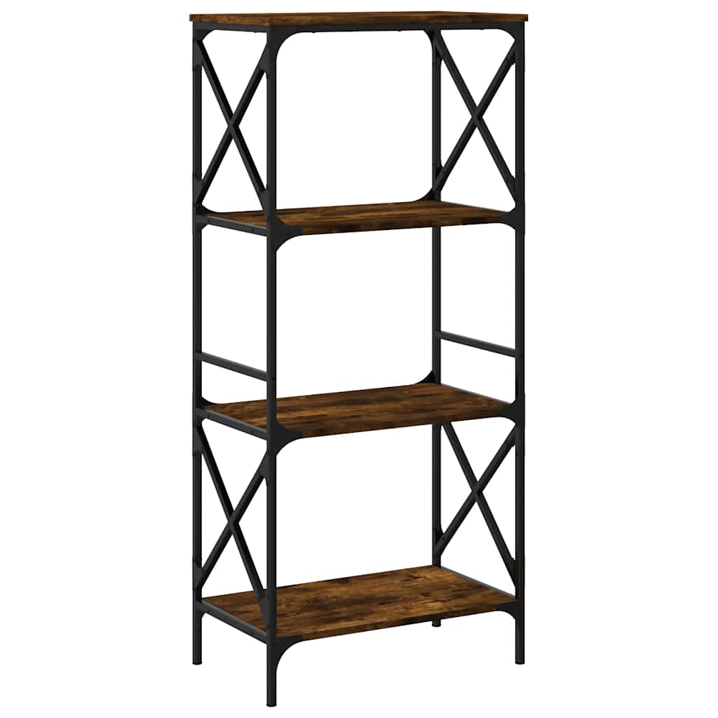 vidaXL Bookcase 4-Tier Smoked Oak 59x35x132 cm Engineered Wood 6