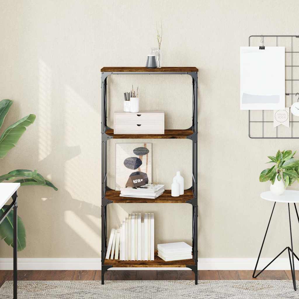 vidaXL Bookcase 4-Tier Smoked Oak 59x35x132 cm Engineered Wood 1