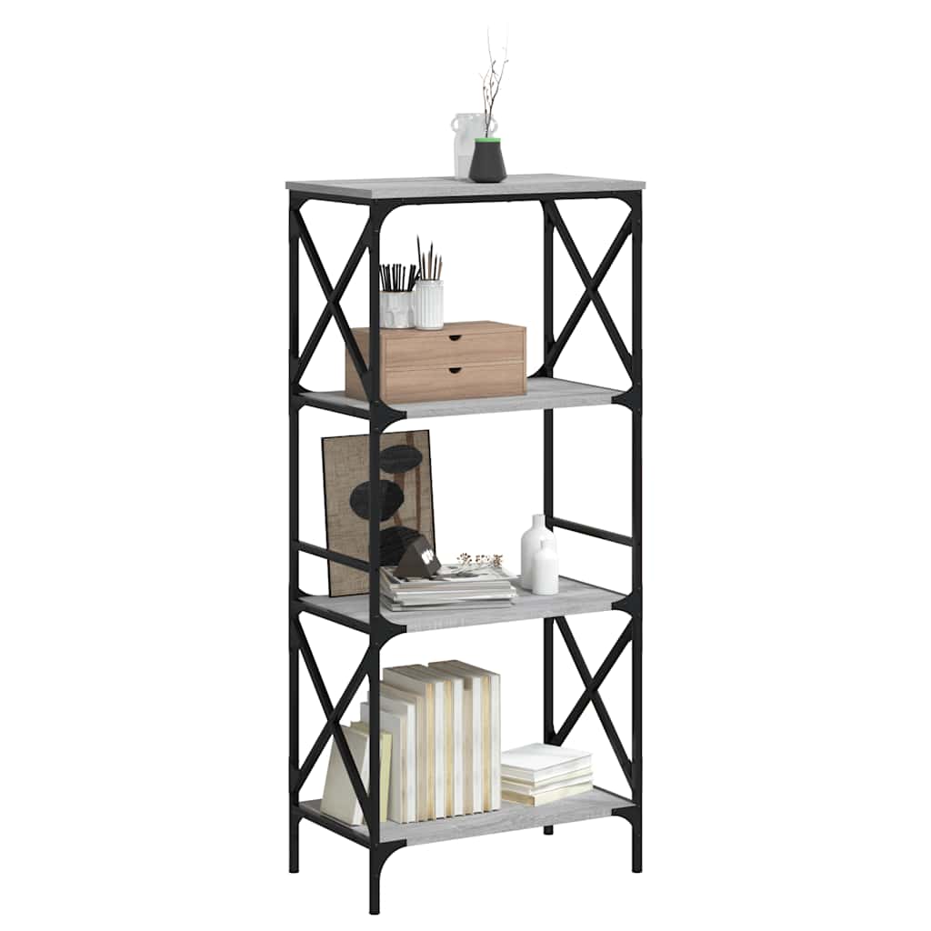 vidaXL Bookcase 4-Tier Grey Sonoma 59x35x132 cm Engineered Wood 3