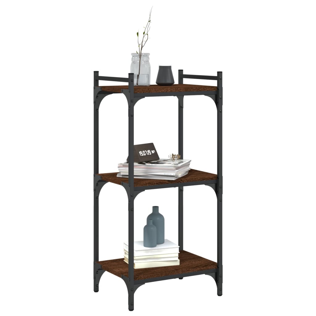 vidaXL Bookcase 3-Tier Brown Oak 40x30x86 cm Engineered Wood 3
