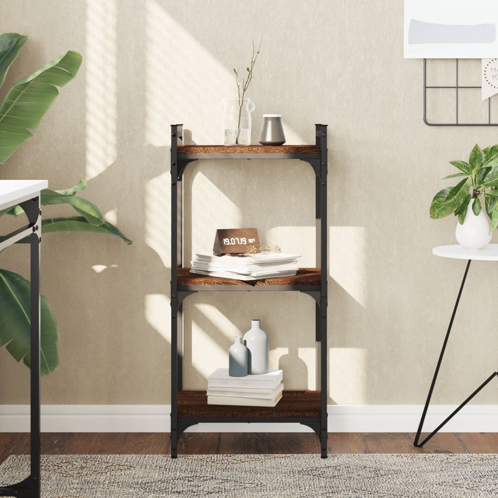 vidaXL Bookcase 3-Tier Brown Oak 40x30x86 cm Engineered Wood 1