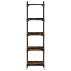 vidaXL Bookcase 5-Tier Smoked Oak 40x30x154 cm Engineered Wood 4