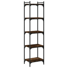 vidaXL Bookcase 5-Tier Smoked Oak 40x30x154 cm Engineered Wood 6