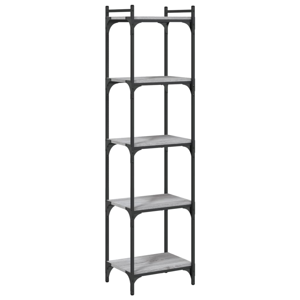 vidaXL Bookcase 5-Tier Grey Sonoma 40x30x154 cm Engineered Wood 2