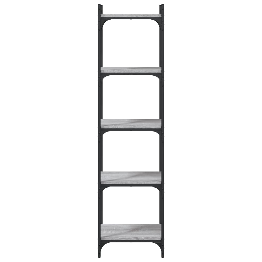 vidaXL Bookcase 5-Tier Grey Sonoma 40x30x154 cm Engineered Wood 4