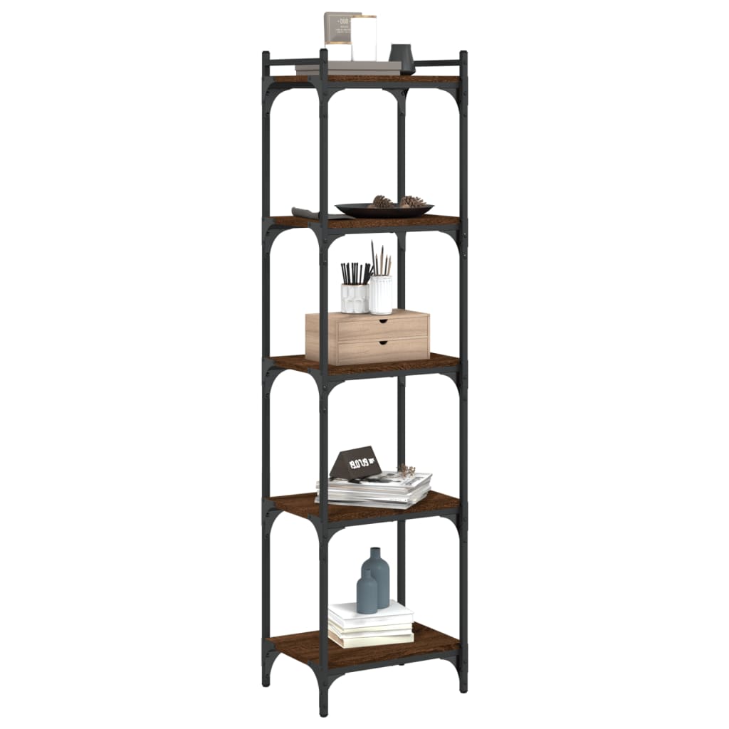 vidaXL Bookcase 5-Tier Brown Oak 40x30x154 cm Engineered Wood 3