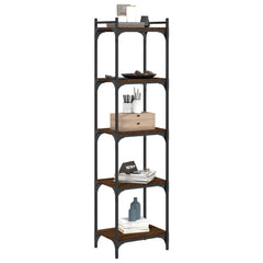 vidaXL Bookcase 5-Tier Brown Oak 40x30x154 cm Engineered Wood 3