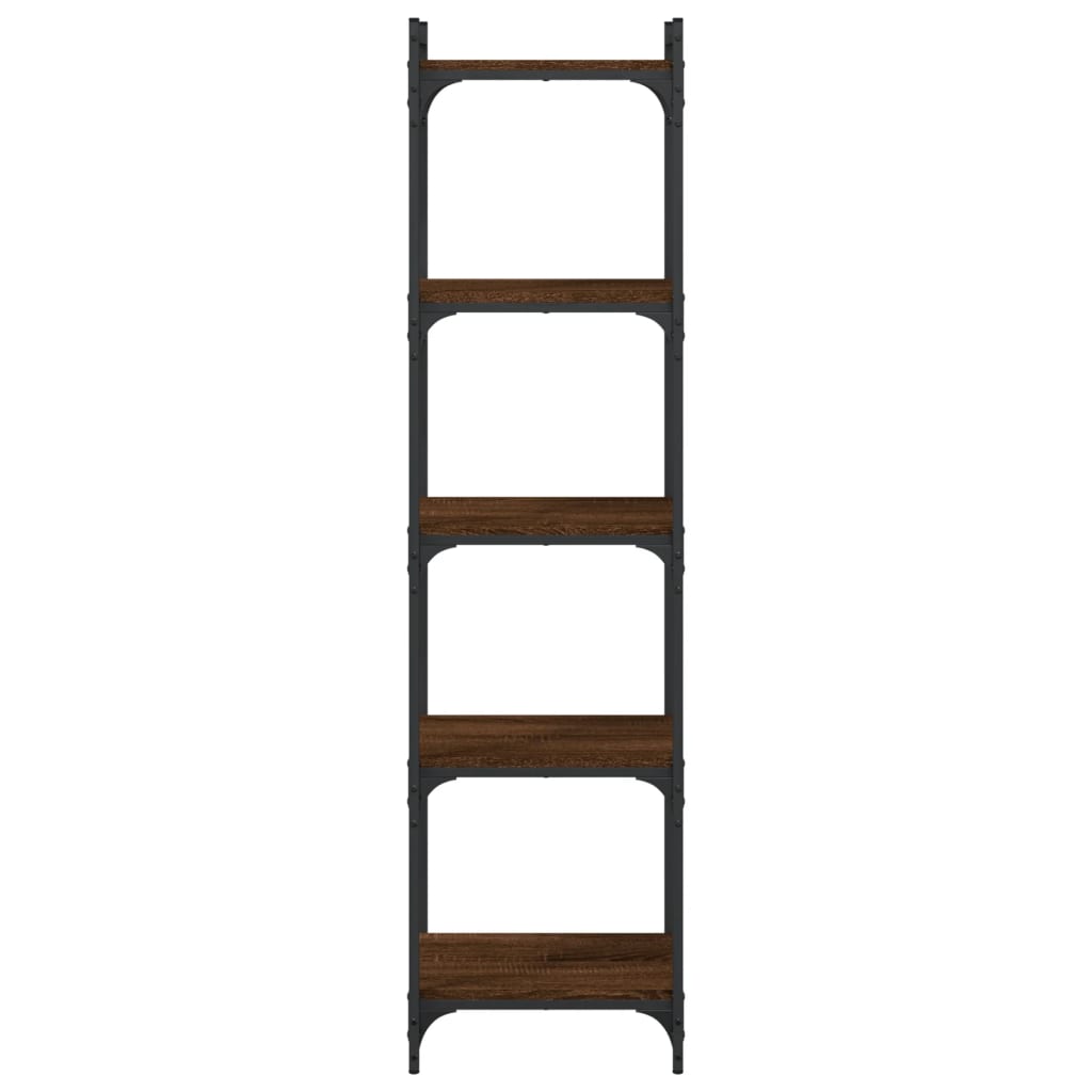 vidaXL Bookcase 5-Tier Brown Oak 40x30x154 cm Engineered Wood 4