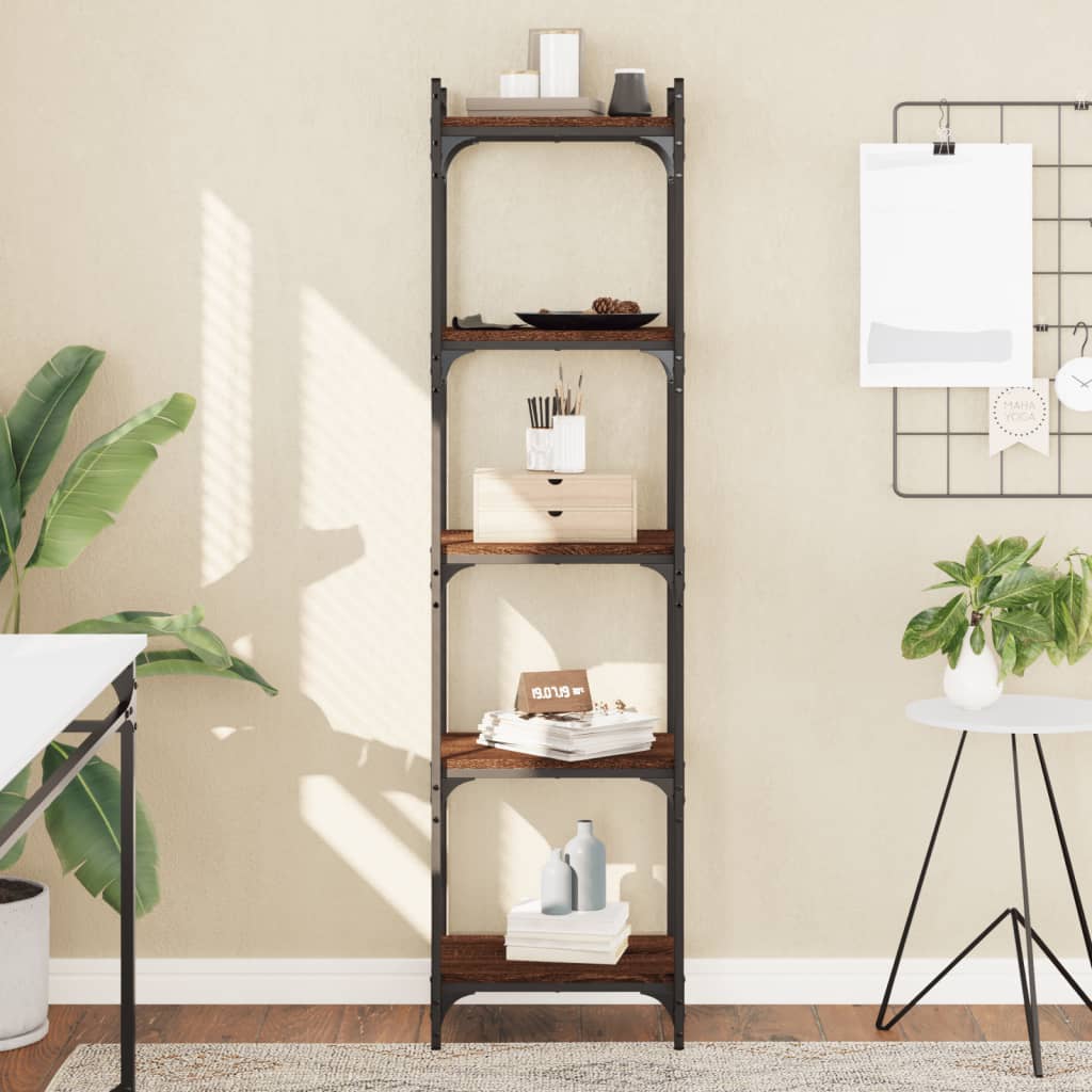 vidaXL Bookcase 5-Tier Brown Oak 40x30x154 cm Engineered Wood 1
