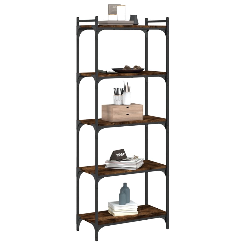 vidaXL Bookcase 5-Tier Smoked Oak 60x30x154 cm Engineered Wood 3