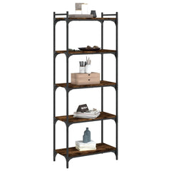 vidaXL Bookcase 5-Tier Smoked Oak 60x30x154 cm Engineered Wood 3