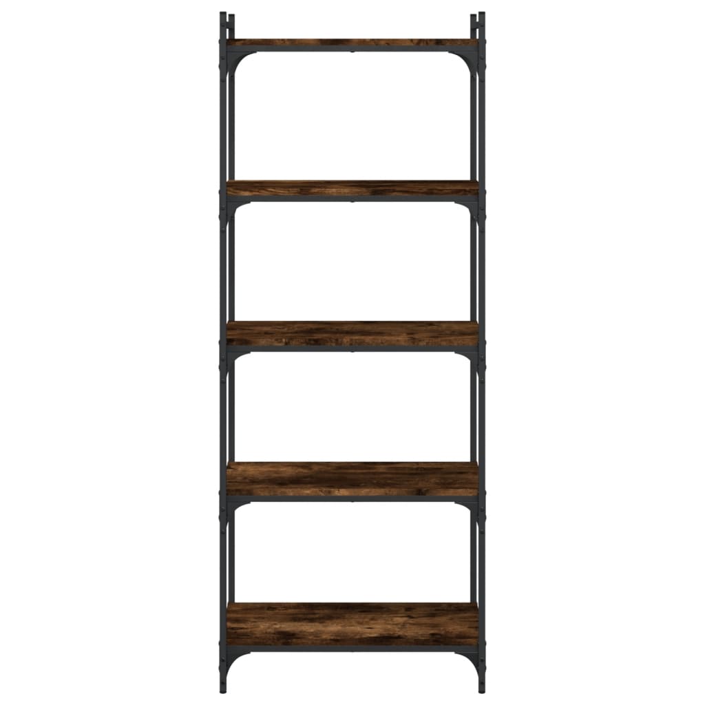 vidaXL Bookcase 5-Tier Smoked Oak 60x30x154 cm Engineered Wood 4