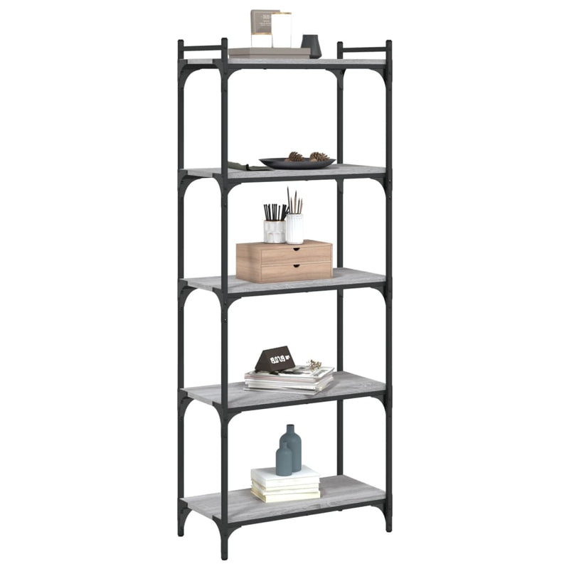 Bookcase 5-Tier Grey Sonoma 60x30x154 cm Engineered Wood