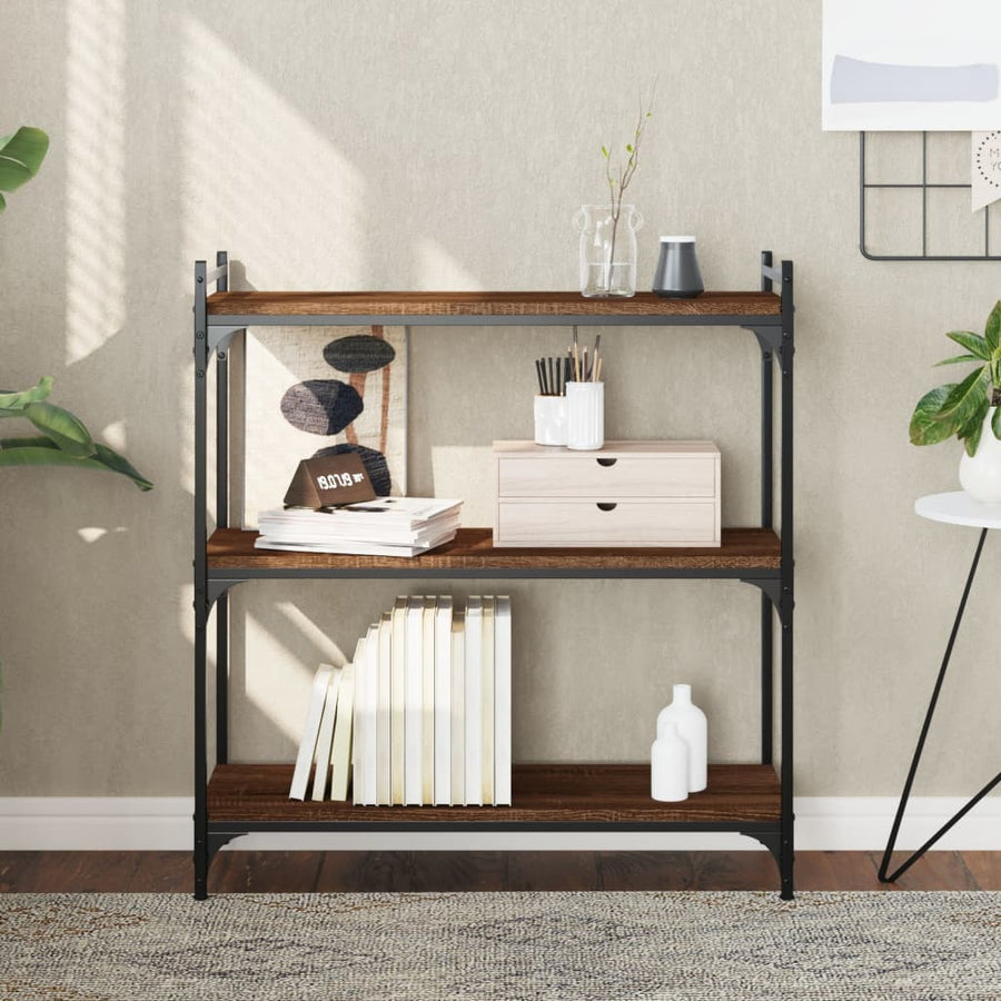 vidaXL Bookcase 3-Tier Brown Oak 80x30x86 cm Engineered Wood 1