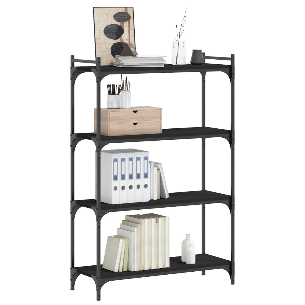 vidaXL Bookcase 4-Tier Black 80x30x120 cm Engineered Wood 3