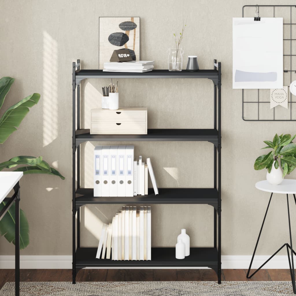 vidaXL Bookcase 4-Tier Black 80x30x120 cm Engineered Wood 1