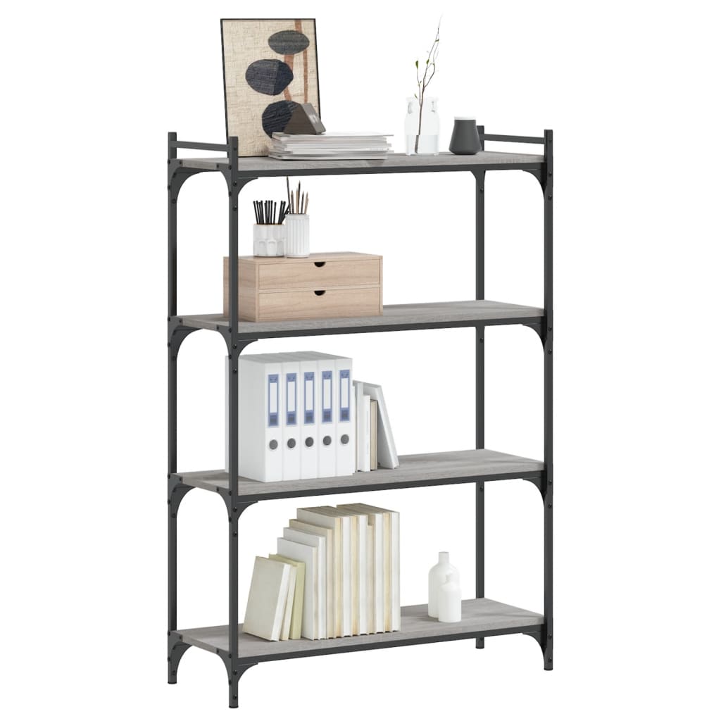 vidaXL Bookcase 4-Tier Grey Sonoma 80x30x120 cm Engineered Wood 3